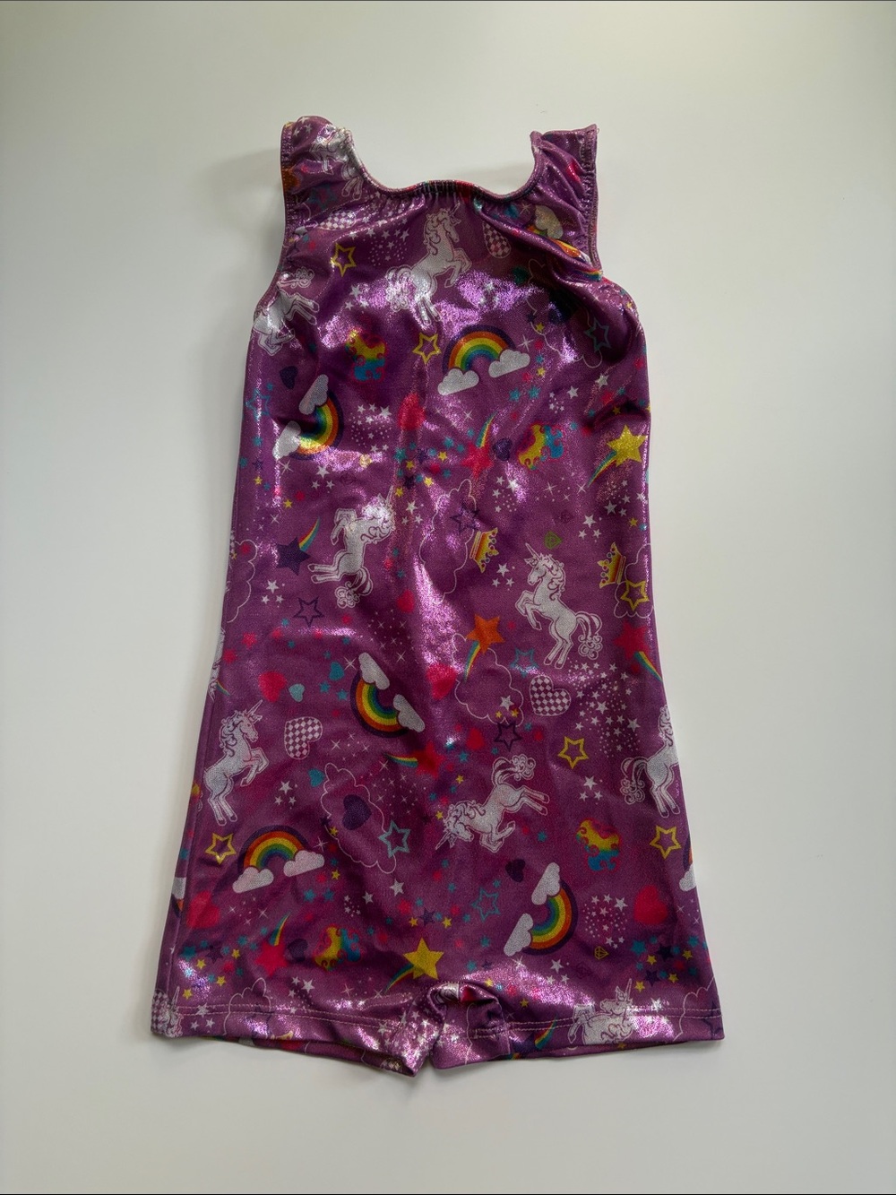 Girls' Purple Unicorn Rainbow Dance Costume Shorts Romper